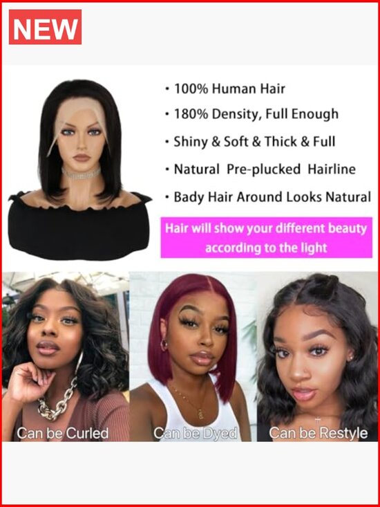 8 Inch 13x4 HD Transparent Lace Front Wig Human Hair 180 Density Pre Plucked Bob main image 5
